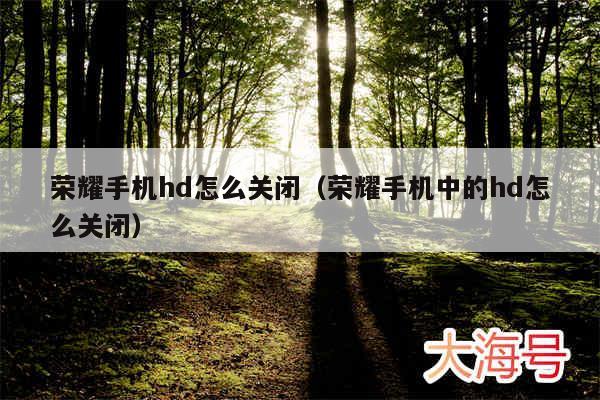 荣耀手机hd怎么关闭（荣耀手机中的hd怎么关闭）
