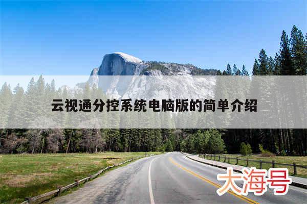 云视通分控系统电脑版的简单介绍