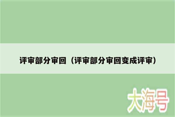 评审部分审回（评审部分审回变成评审）