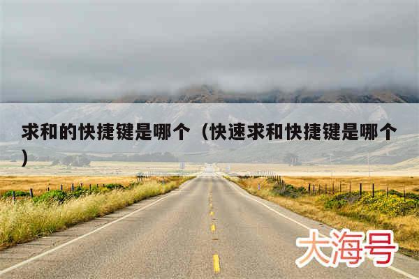 求和的快捷键是哪个（快速求和快捷键是哪个）