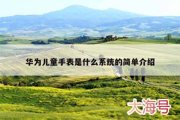 华为儿童手表是什么系统的简单介绍