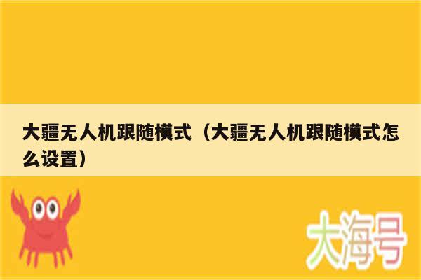 大疆无人机跟随模式（大疆无人机跟随模式怎么设置）