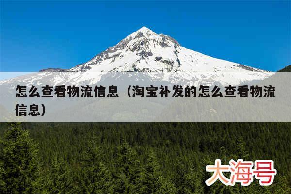怎么查看物流信息（淘宝补发的怎么查看物流信息）