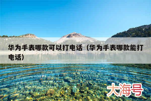 华为手表哪款可以打电话（华为手表哪款能打电话）