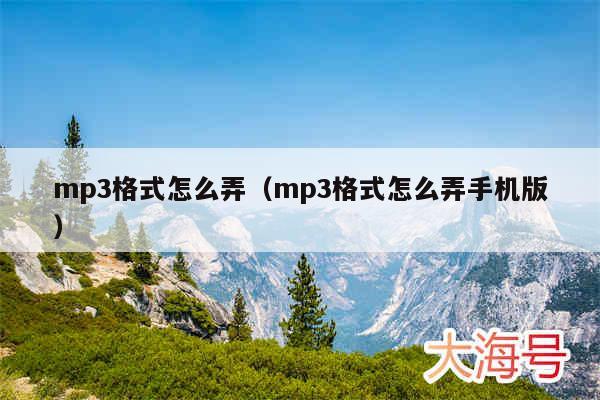 mp3格式怎么弄（mp3格式怎么弄手机版）