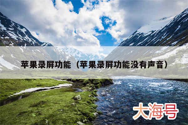 苹果录屏功能（苹果录屏功能没有声音）