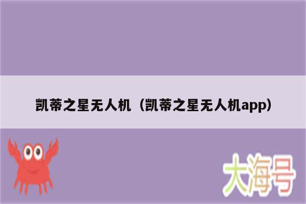 凯蒂之星无人机（凯蒂之星无人机app）