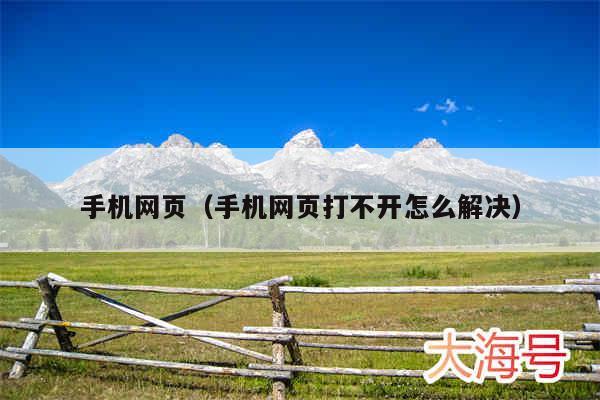 手机网页（手机网页打不开怎么解决）