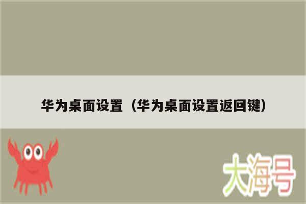 华为桌面设置（华为桌面设置返回键）