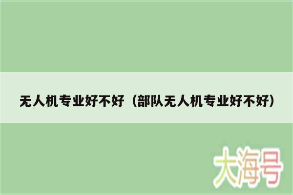 无人机专业好不好（部队无人机专业好不好）