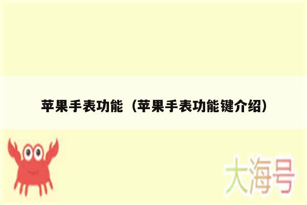苹果手表功能（苹果手表功能键介绍）