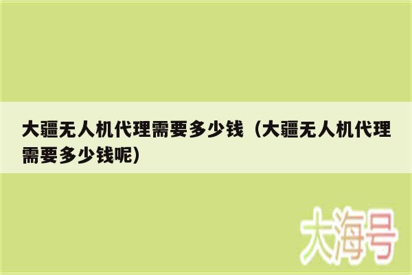 大疆无人机代理需要多少钱（大疆无人机代理需要多少钱呢）