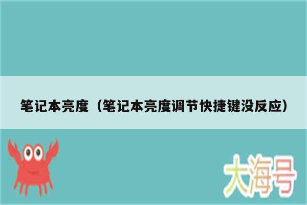 笔记本亮度（笔记本亮度调节快捷键没反应）