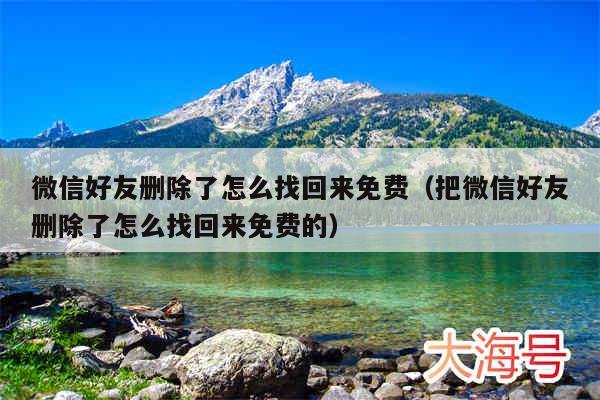 微信好友删除了怎么找回来免费（把微信好友删除了怎么找回来免费的）