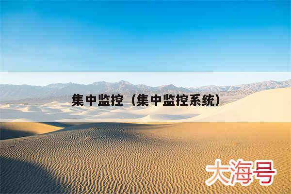 集中监控(集中监控系统)