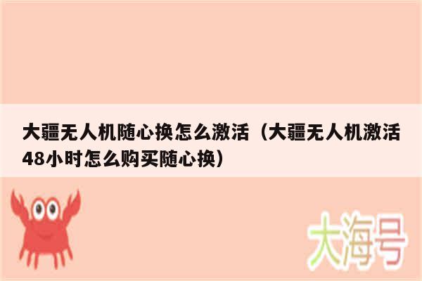 大疆无人机随心换怎么激活(大疆无人机激活48小时怎么购买随心换)