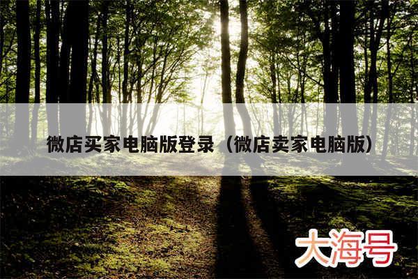 微店买家电脑版登录(微店卖家电脑版)