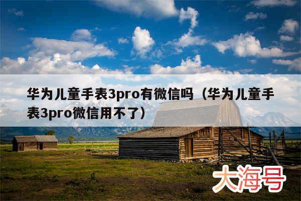 华为儿童手表3pro有微信吗(华为儿童手表3pro微信用不了)