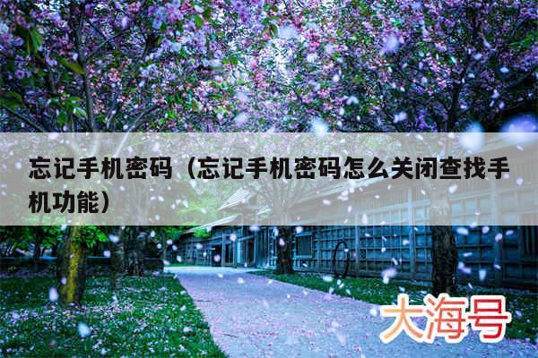 忘记手机密码（忘记手机密码怎么关闭查找手机功能）