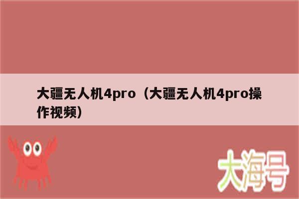 大疆无人机4pro（大疆无人机4pro操作视频）