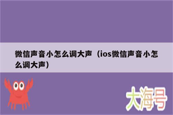 微信声音小怎么调大声（ios微信声音小怎么调大声）