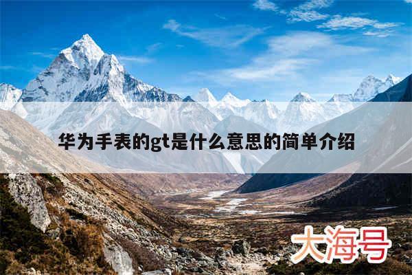 华为手表的gt是什么意思的简单介绍