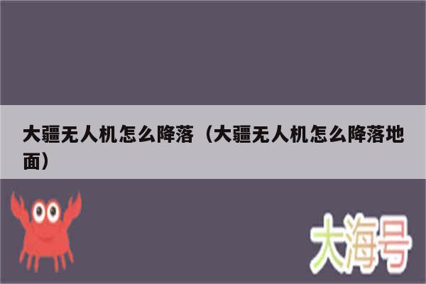 大疆无人机怎么降落(大疆无人机怎么降落地面)